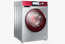 红色中国风海尔全自动滚筒洗衣机素材