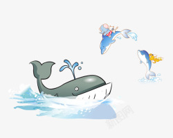 卡通鲸鱼海豚素材