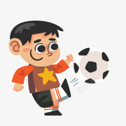 卡通踢足球小男孩素材