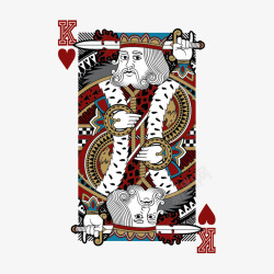 卡通复古国王红桃K扑克王牌面设素材