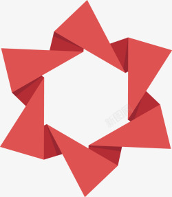 红色三角形折纸矢量图素材