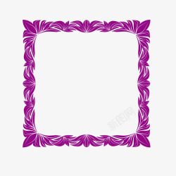 紫色方形花瓣边框竖框素材