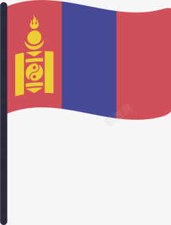 蒙古国符号扁平风格蒙古旗帜高清图片