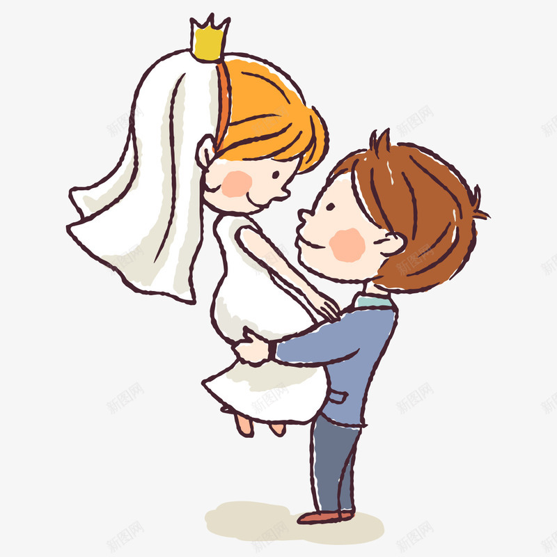 卡通婚纱照png免抠素材_88icon https://88icon.com 卡通形象 图示 婚礼 婚纱照 幸福 插图 新人