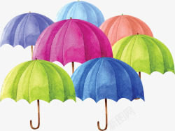 水彩手绘彩色雨伞矢量图素材