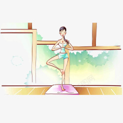 运动瑜伽卡通美女8素材
