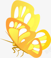 黄色唯美手绘蝴蝶造型素材