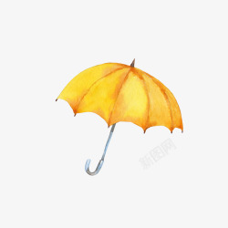 水墨橘色雨伞素材