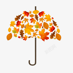 创意秋季树叶雨伞素材