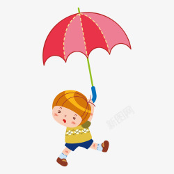 儿童玩耍雨伞矢量图素材