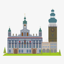 捷克共和国城堡建筑旅游景点矢量图素材