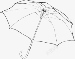 黑色线条雨伞素材