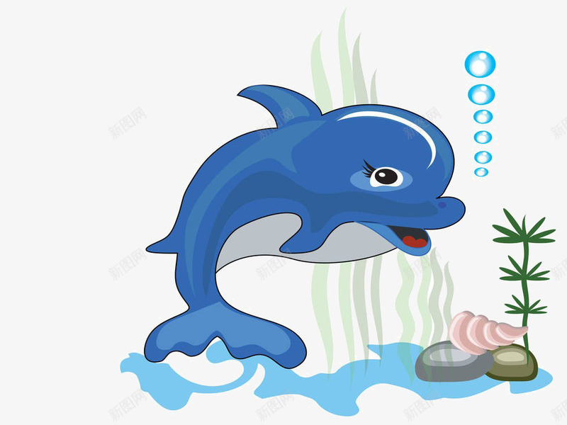 卡通海豚png免抠素材_88icon https://88icon.com 卡通 气泡 海草 海葵图片 海豚素材