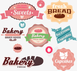 美味面包甜品标签矢量图素材