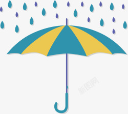 黄蓝色条纹雨伞素材