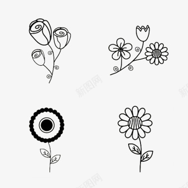 植物手绘简约花卉图标图标