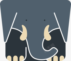 大象手绘方形动物卡通矢量图素材