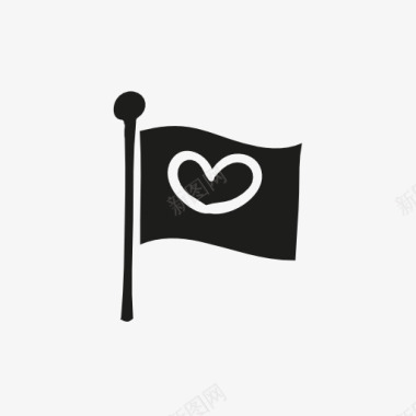小花帽子爱情旗帜图标图标