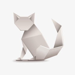 灰色折纸狐狸矢量图素材
