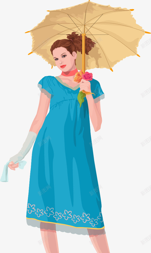 手绘撑雨伞的女人矢量图ai免抠素材_88icon https://88icon.com 下雨 女人 手绘 撑雨伞 矢量图