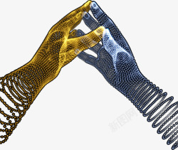 科技感数码粒子抽象双手合拢动作矢量图素材
