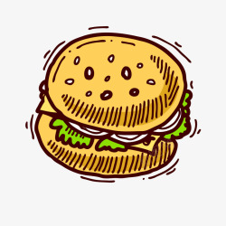 汉堡包西餐宣传卡通手绘矢量图素材