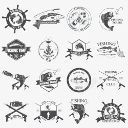 航海与钓鱼的标志素材