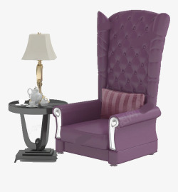 有质感的紫色单人沙发素材