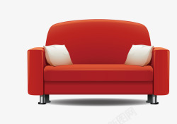 卡通扁平化红色沙发矢量图素材