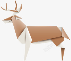 圣诞节褐色折纸麋鹿素材