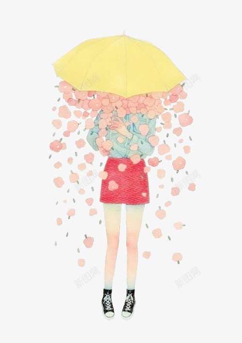 伞下花png免抠素材_88icon https://88icon.com 女孩 手绘 花雨 雨伞