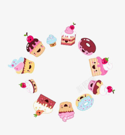 圆形甜甜圈圆形甜品糕点可爱边框高清图片