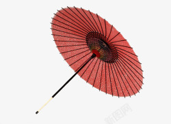 红色雨伞花折伞素材