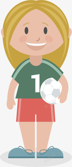 儿童节抱着足球的女孩素材