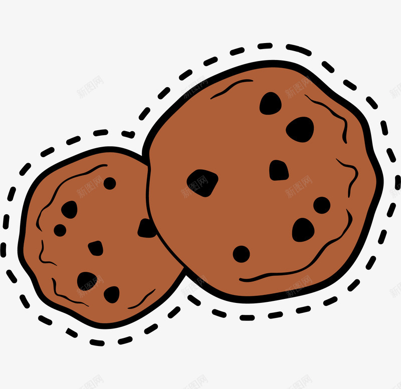 手绘美味巧克力饼干png免抠素材_88icon https://88icon.com 巧克力饼干 扁平化 甜品 美味 虚线 食品包装设计 食物 饼干