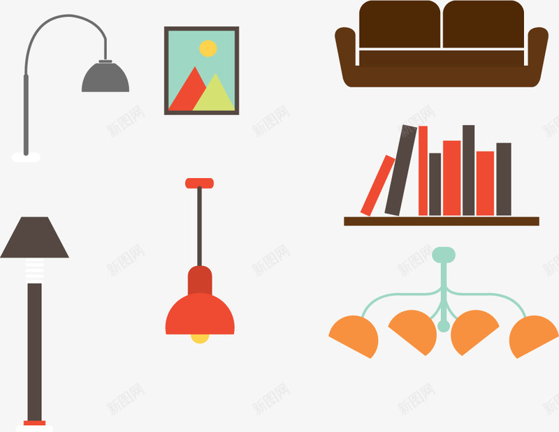 灯矢量图ai免抠素材_88icon https://88icon.com 沙发 灯 画 矢量图