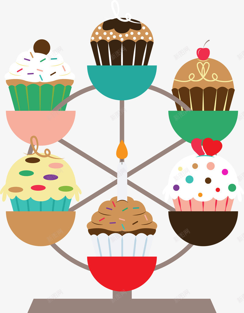 欧式可爱纸杯蛋糕png免抠素材_88icon https://88icon.com 彩色 欧式 甜点 蛋糕