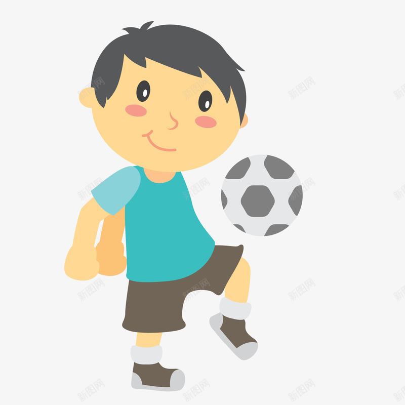 卡通踢足球男孩png免抠素材_88icon https://88icon.com 卡通人物 背景装饰 蓝衣男孩 踢足球 运动