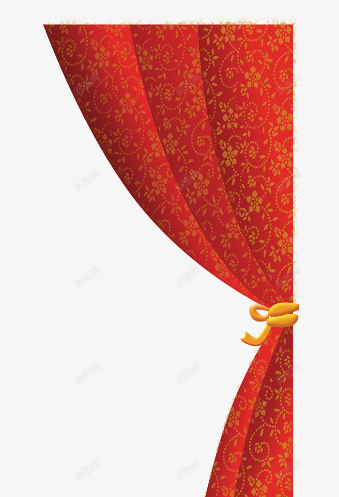 红色窗帘上的金色花纹png免抠素材_88icon https://88icon.com 幕布 挽帘 窗帘 红色 绑带 花纹 金色