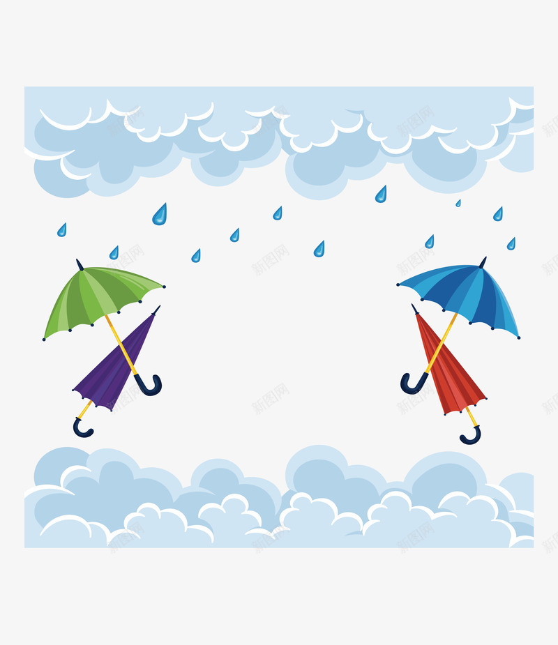 下雨天的雨伞矢量图eps免抠素材_88icon https://88icon.com 下雨 下雨天 乌云 彩色雨伞 矢量png 雨伞 矢量图