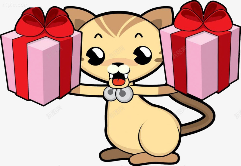 手拿礼物送祝福的猫咪png免抠素材_88icon https://88icon.com 卡通手绘 可爱 猫咪 礼物 祝福