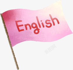 手绘卡通英文旗帜素材