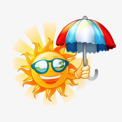 太阳眼镜和雨伞素材