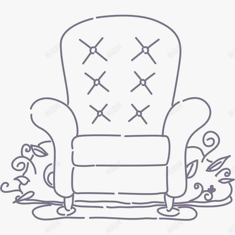 卡通简约黑白插画小清新沙发png免抠素材_88icon https://88icon.com 小清新插画 广告设计 扁平化简约黑白样式 极简黑白图样 沙发 简笔画装饰 黑白简约插画