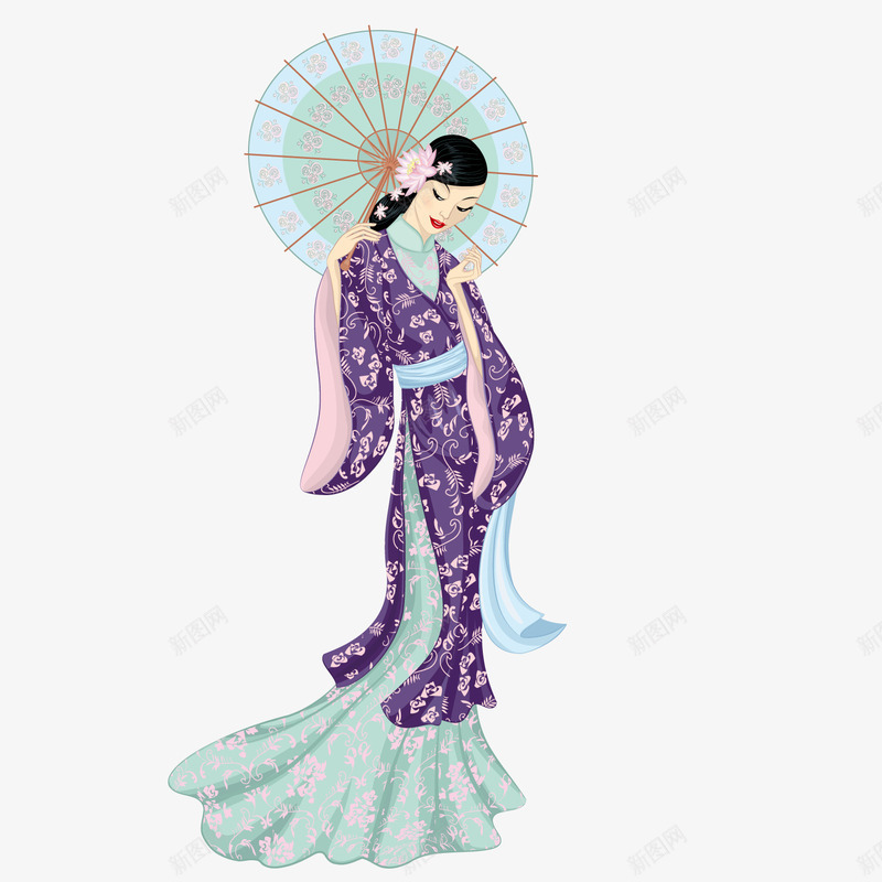 古代美女图png免抠素材_88icon https://88icon.com 古代美女 美女 雨伞