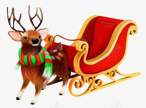 卡通圣诞麋鹿雪橇png免抠素材_88icon https://88icon.com 卡通手绘 圣诞 圣诞素材 红色雪橇 麋鹿造型