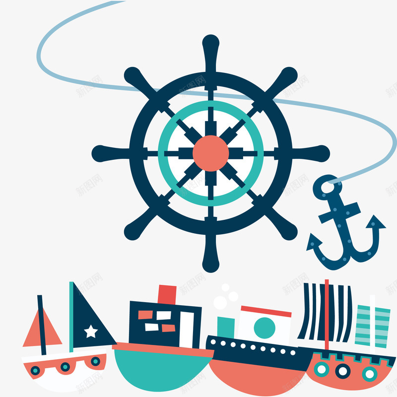 航海背景与船舵png免抠素材_88icon https://88icon.com 彩色 航海 船舵 轮船