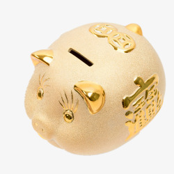 金色小猪存钱罐素材