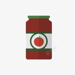红色可回收的塑料番茄酱包装卡通素材