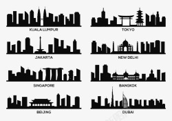 城市合集小清新城市图标高清图片